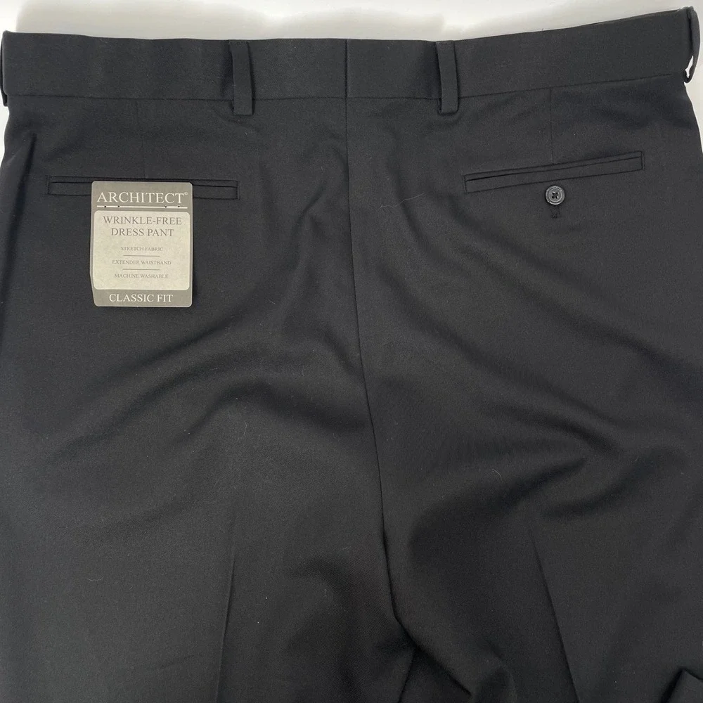 ARCHITECT Men 38x30 Black Classic Fit Wrinkle Free Dress Pants Stretch Extender - Picture 6 of 10